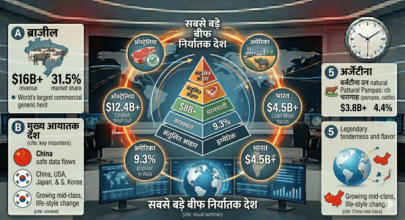दुनिया के सबसे बड़े बीफ निर्यातक देश: जानिए वैश्विक मीट मार्केट के असली 'सुपरपावर्स'