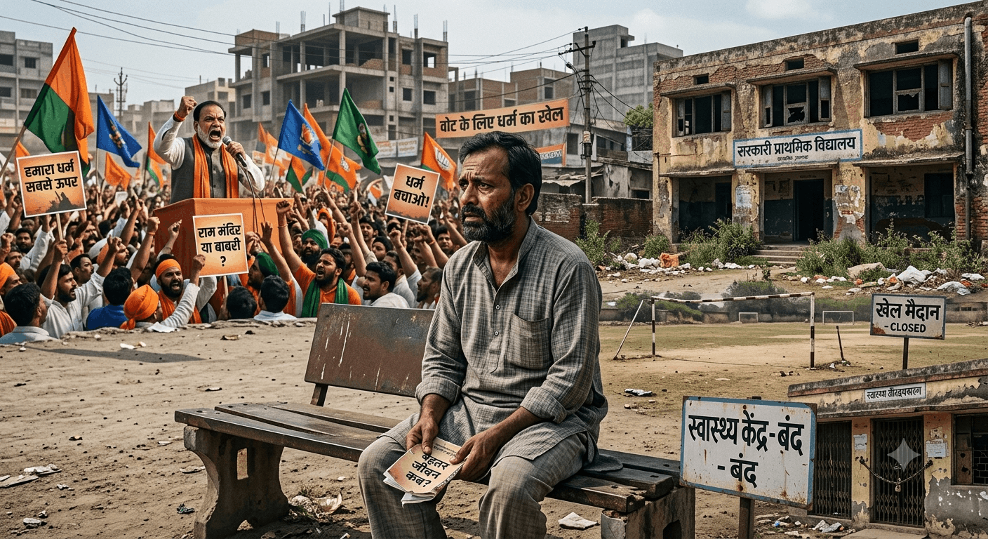 धर्म का चश्मा और गायब होती बुनियादी ज़रूरतें: क्या हम सही चीज़ों के लिए लड़ रहे हैं?