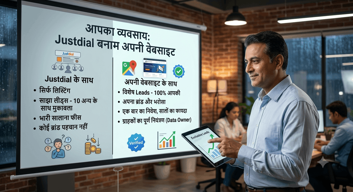 Justdial पर पैसे लुटाना बंद करें: क्यों हर बिज़नेस को 2026 में अपनी वेबसाइट बनानी चाहिए?